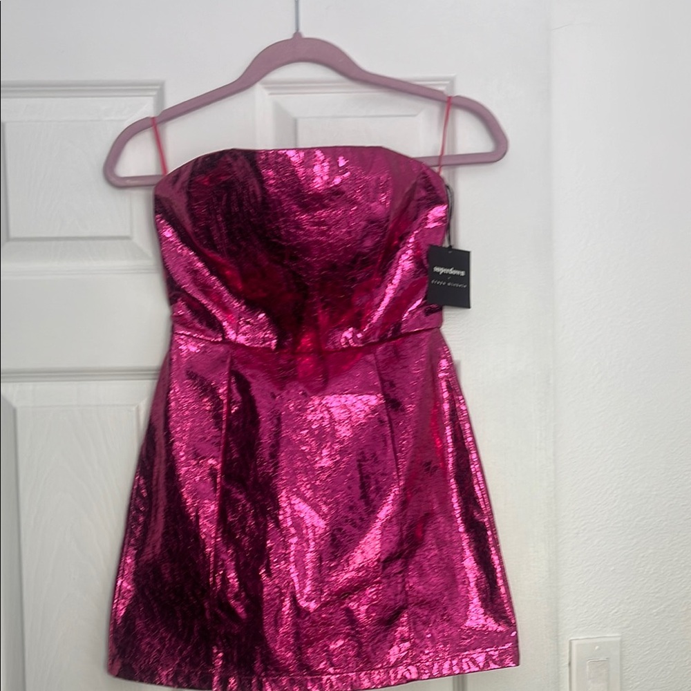 superdown Pink Metallic Mini Dress